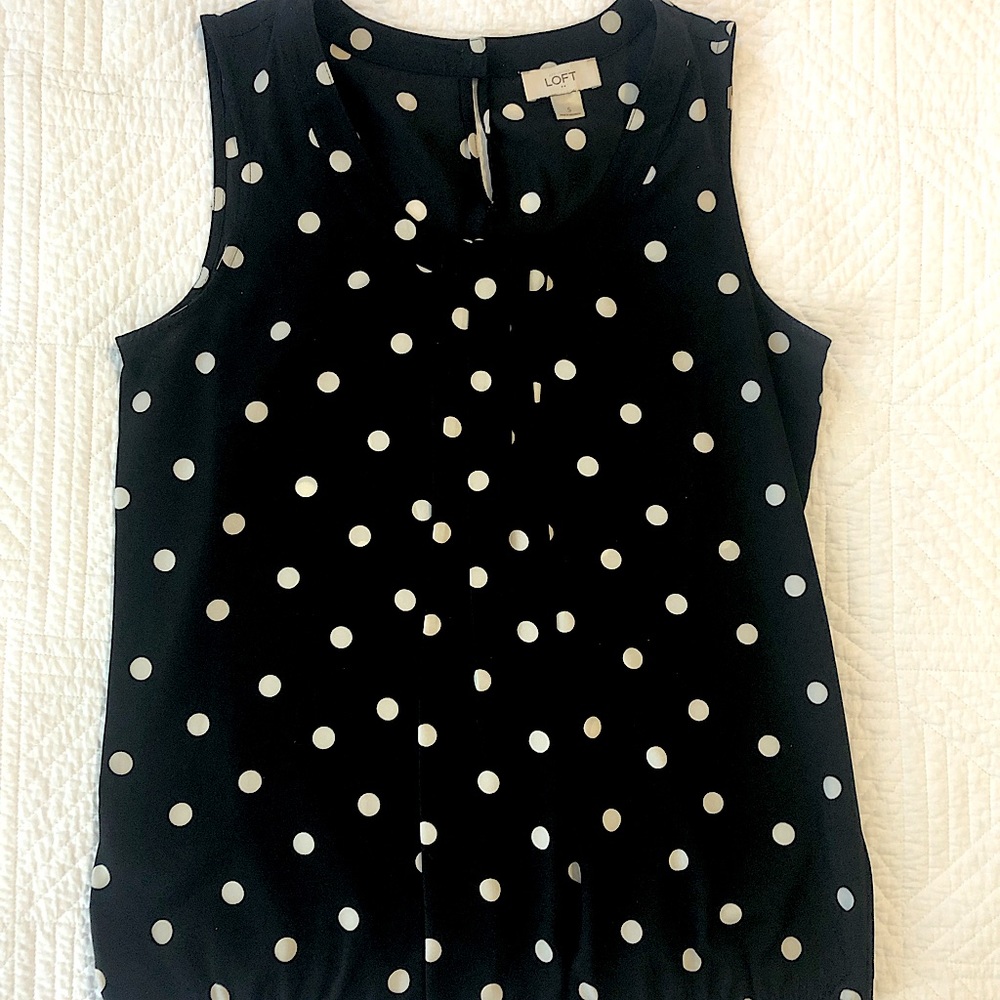 Loft black polka dot sleeveless top